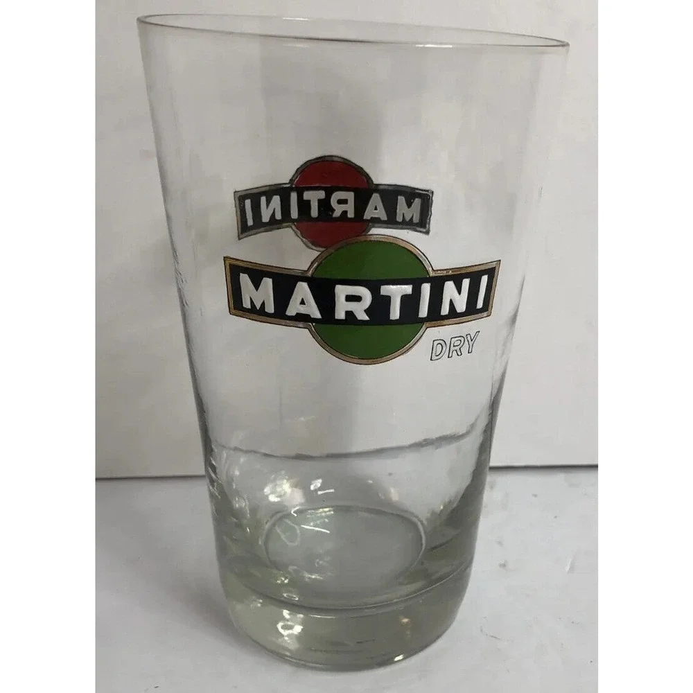 Martini Dry Glass Large Cocktail Enamel Vintage 6.5